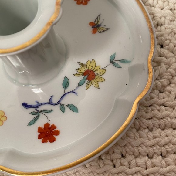 Haviland Limoges Porcelain Shalimar Chamber Candlestick Red Gold Trim, France - Picture 4 of 10